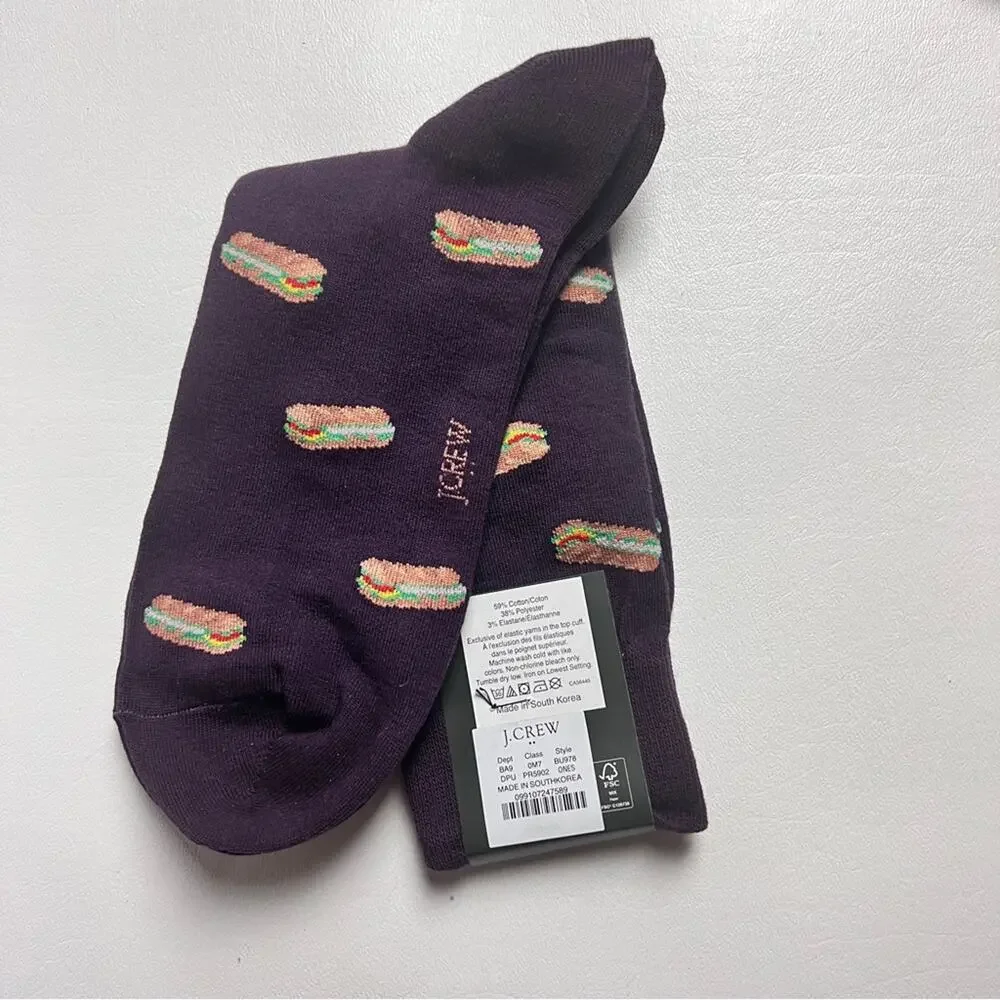 J.Crew Men's Sandwich Print Graphic Design Trouser Socks Onesize NWT